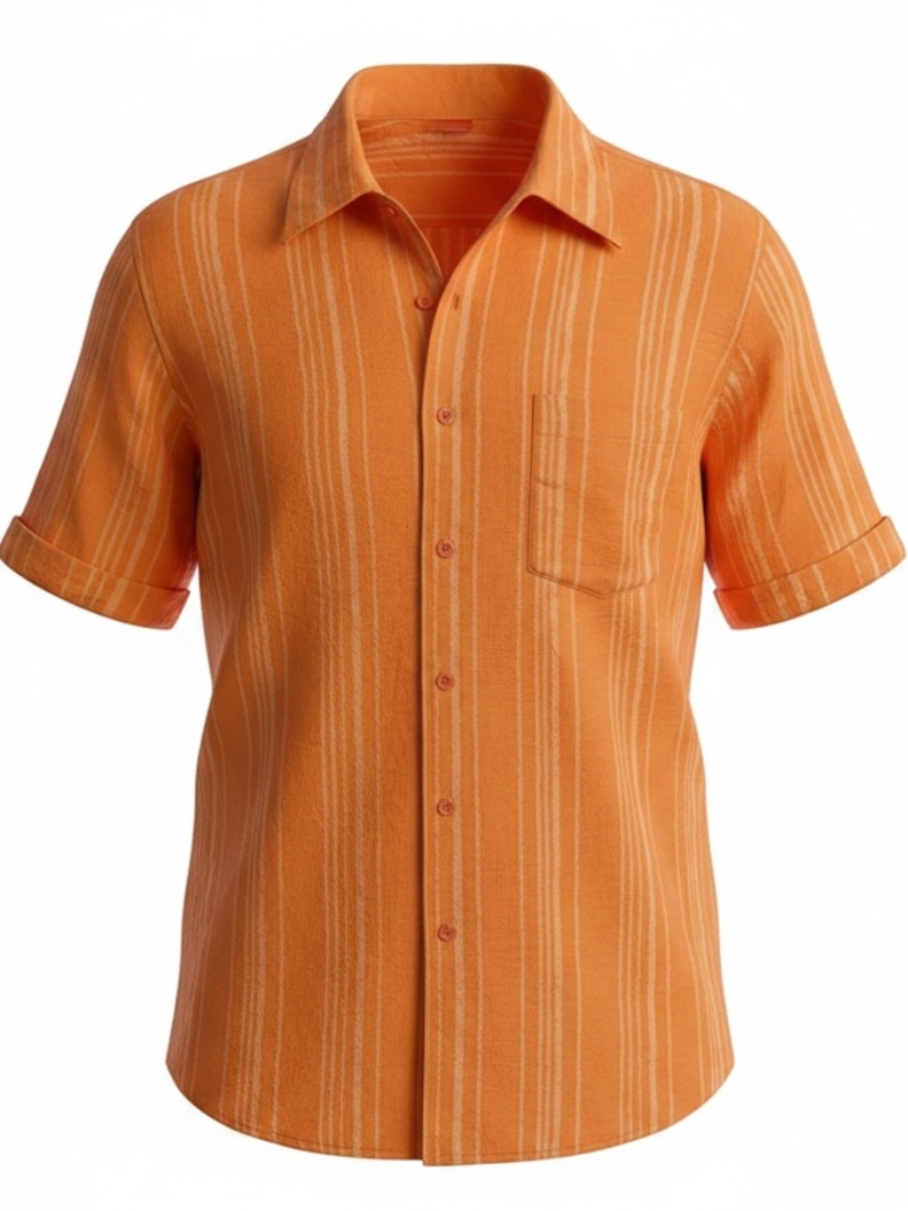 Boss Hugo Boss Orange Striped Cotton Short Sleeve, Men's Sz LARGE